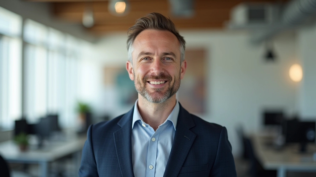 Portret van webdesigner met WCAG expertise, Nederlandse ontwerper, heldere kantooromgeving