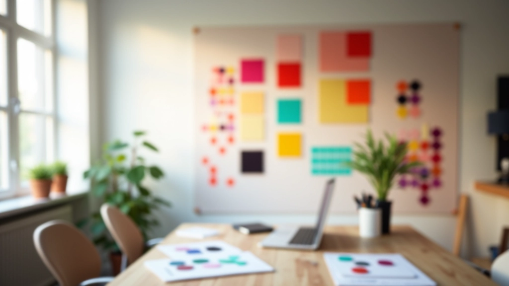 Kleurpalet Studio B.V. werkruimte met kleurstalen aan de muur