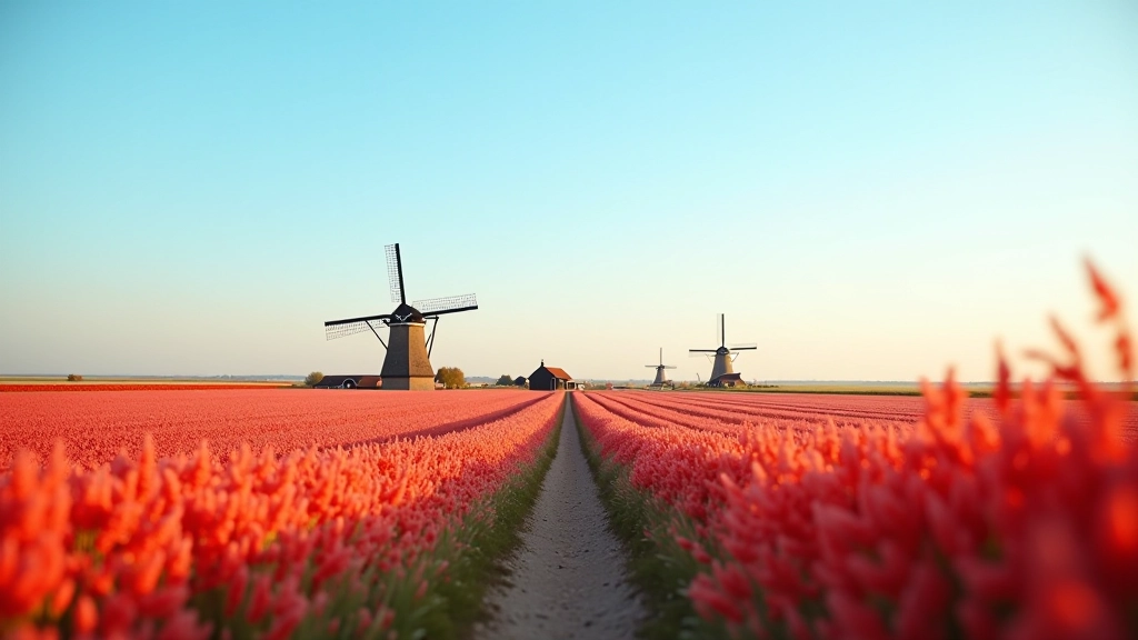 Nederlandse landschap foto met typische Hollandse kleuren: rood, wit, blauw in natuurlijke context